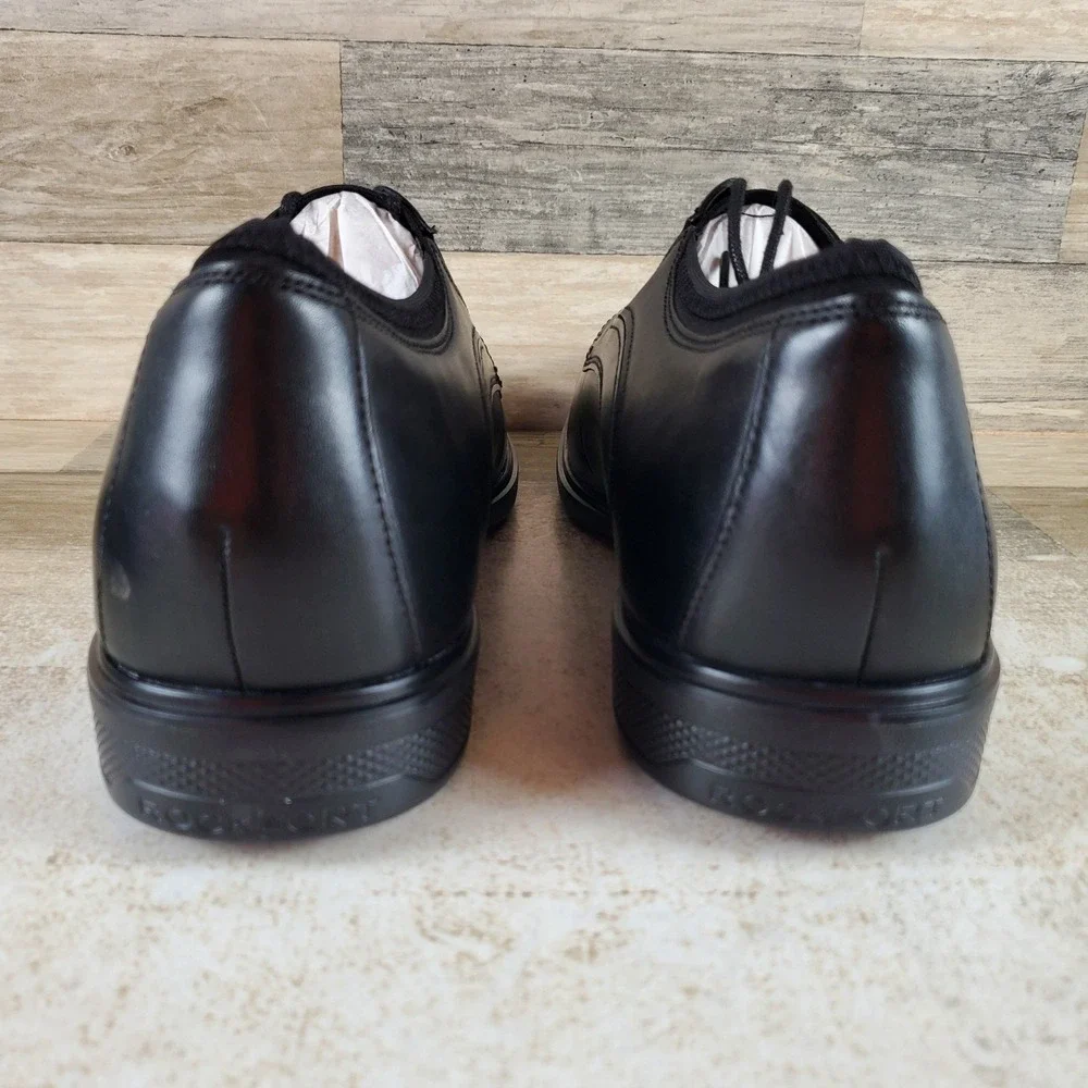 Rockport Keelan Mens Oxfords Shoes Sz 14 M Black Leather Plain Toe Lace-Up